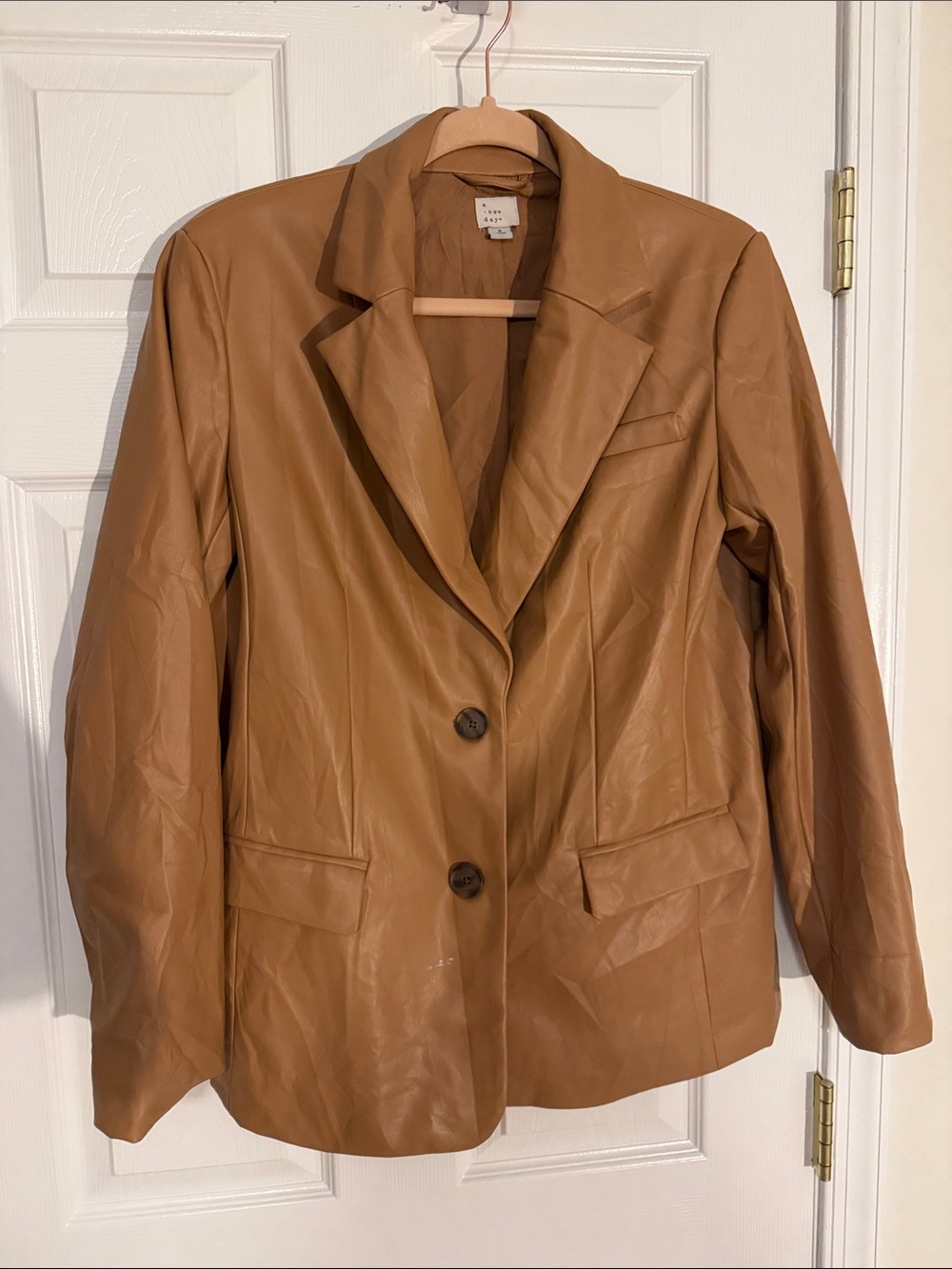 a new day Faux Leather Blazer in Cognac Tan